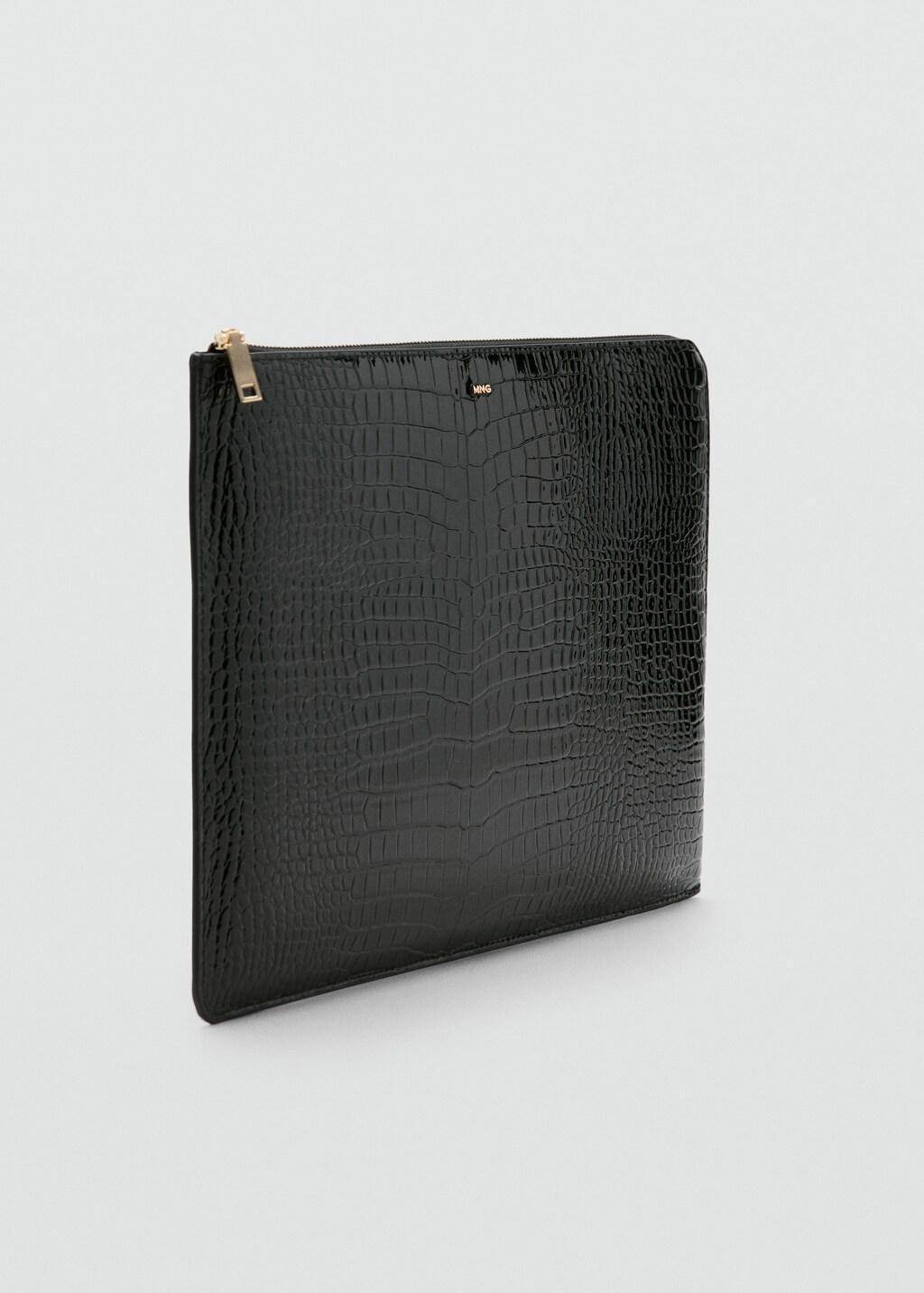 BLACK Shiny coco laptop sleeve, Black, medium