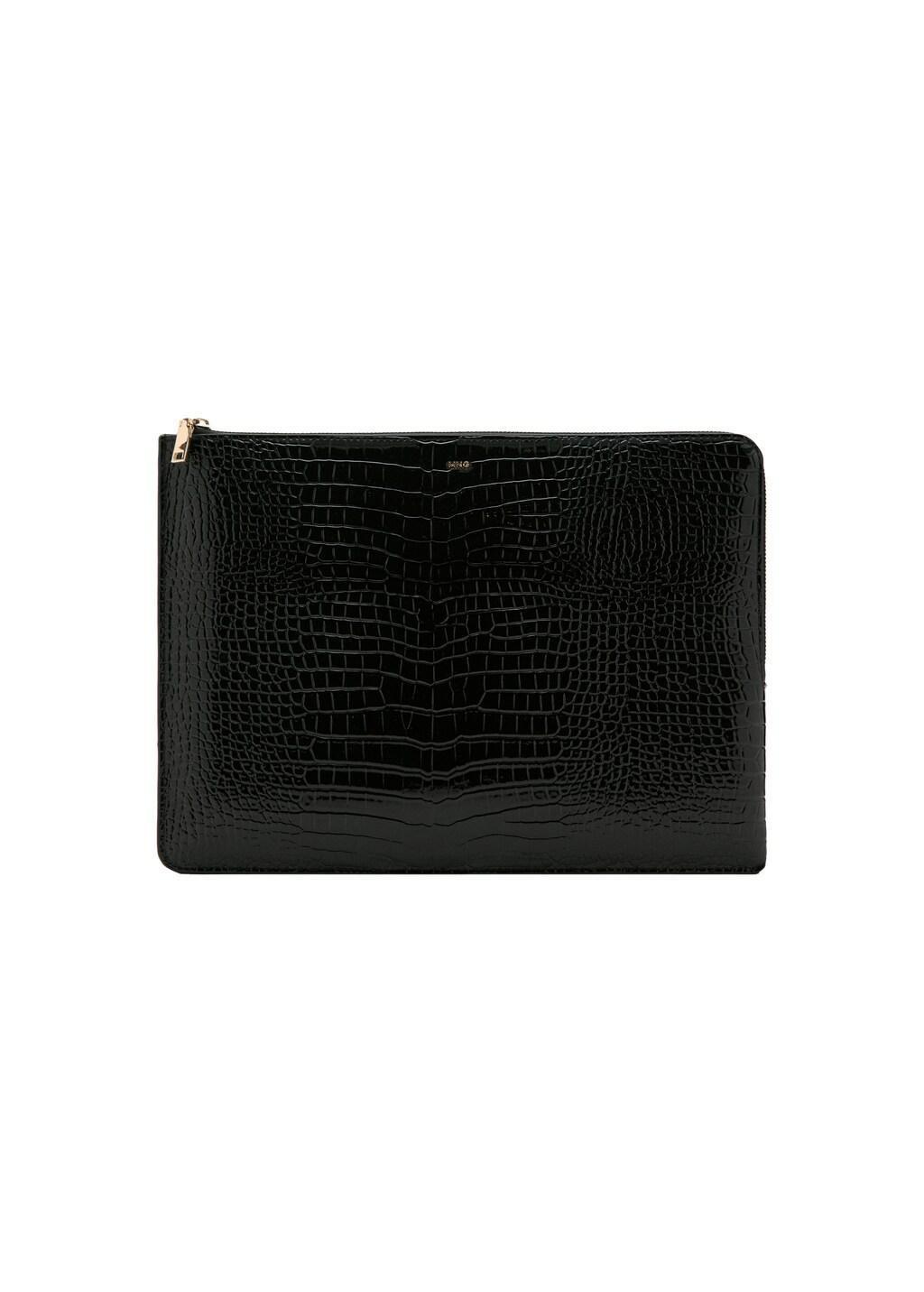 BLACK Shiny coco laptop sleeve, Black, large image number 1
