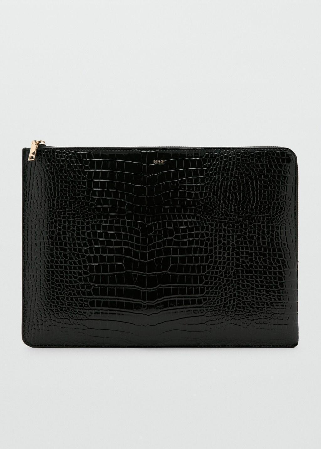 BLACK Shiny coco laptop sleeve, Black, medium