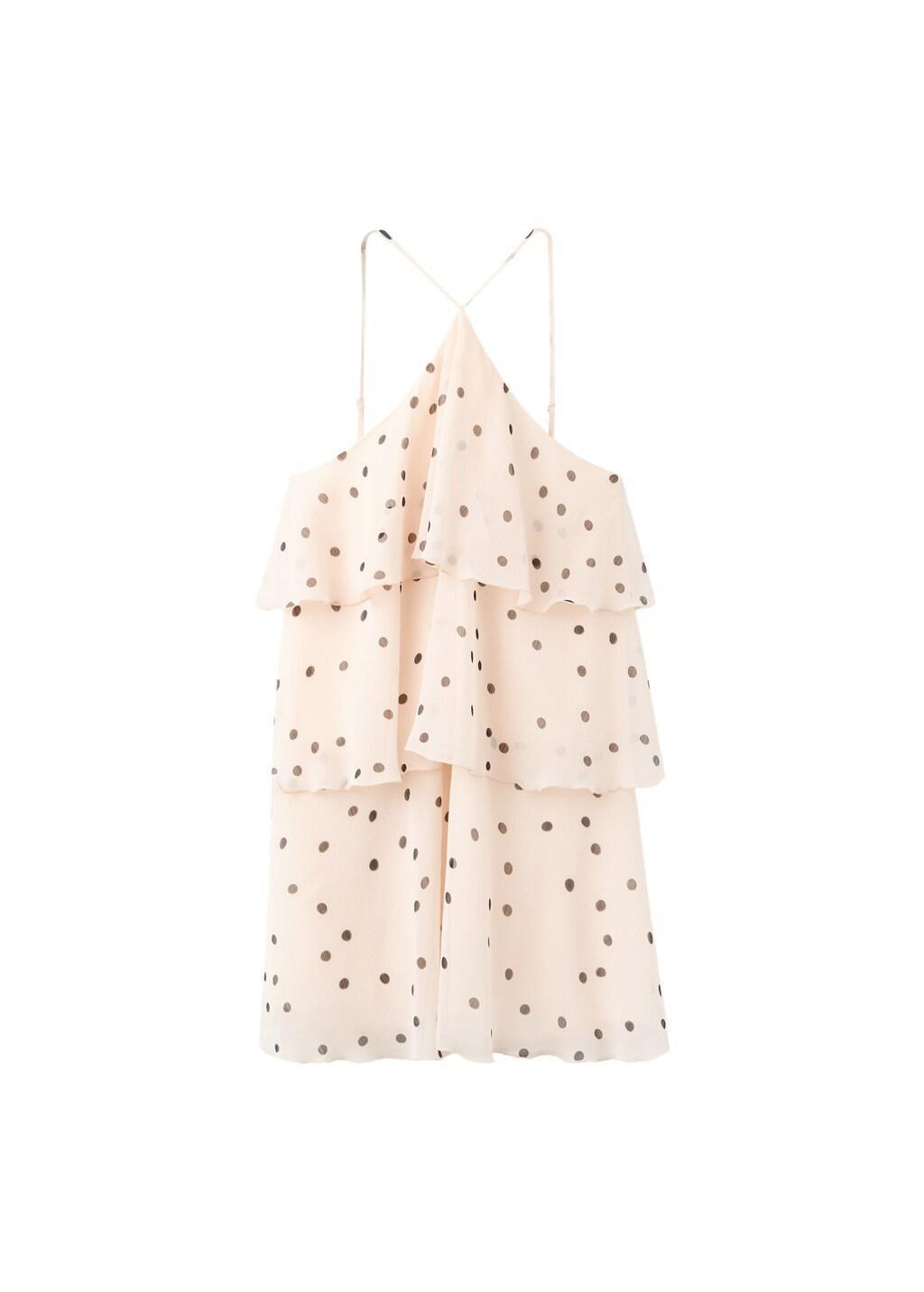 Beige Halter Polka Dot Dress, Light Beige, large image number 7