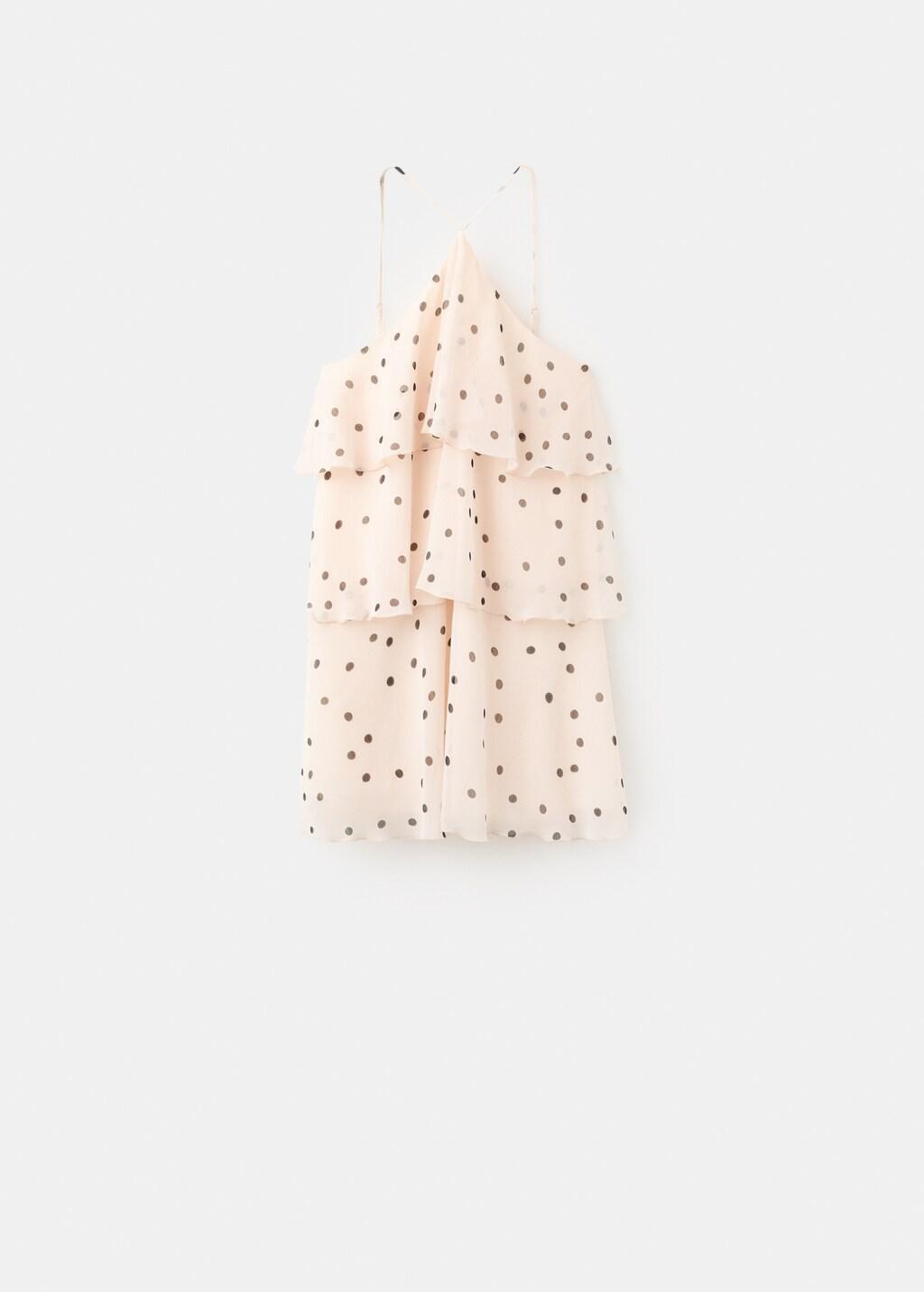 Beige Halter Polka Dot Dress, Light Beige, large image number 8