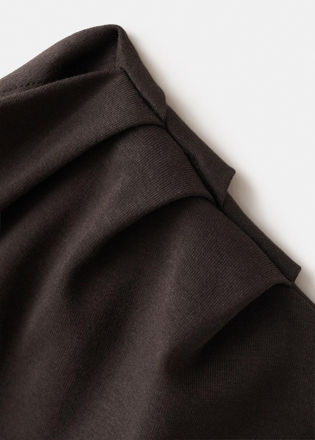 Brown Asymmetrical Ruched T-Shirt, Dark Brown, large image number 1