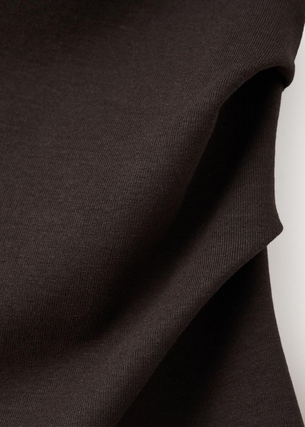 Brown Asymmetrical Ruched T-Shirt, Dark Brown, large image number 4