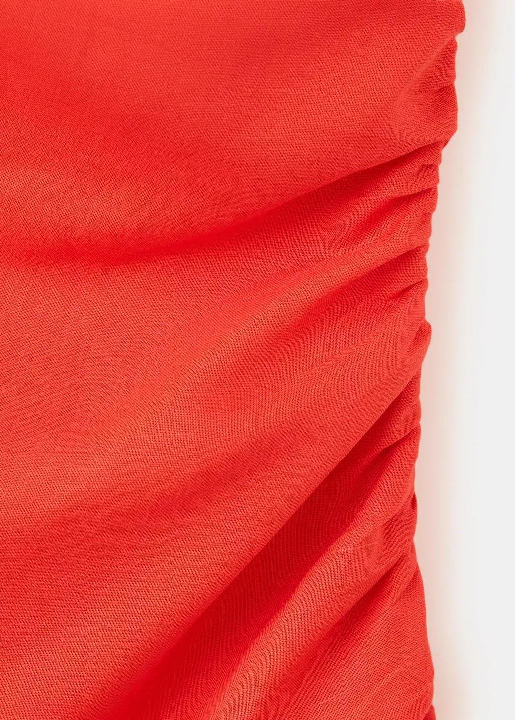 Orange Asymmetrical Pleated Dress, Orange, large image number 4