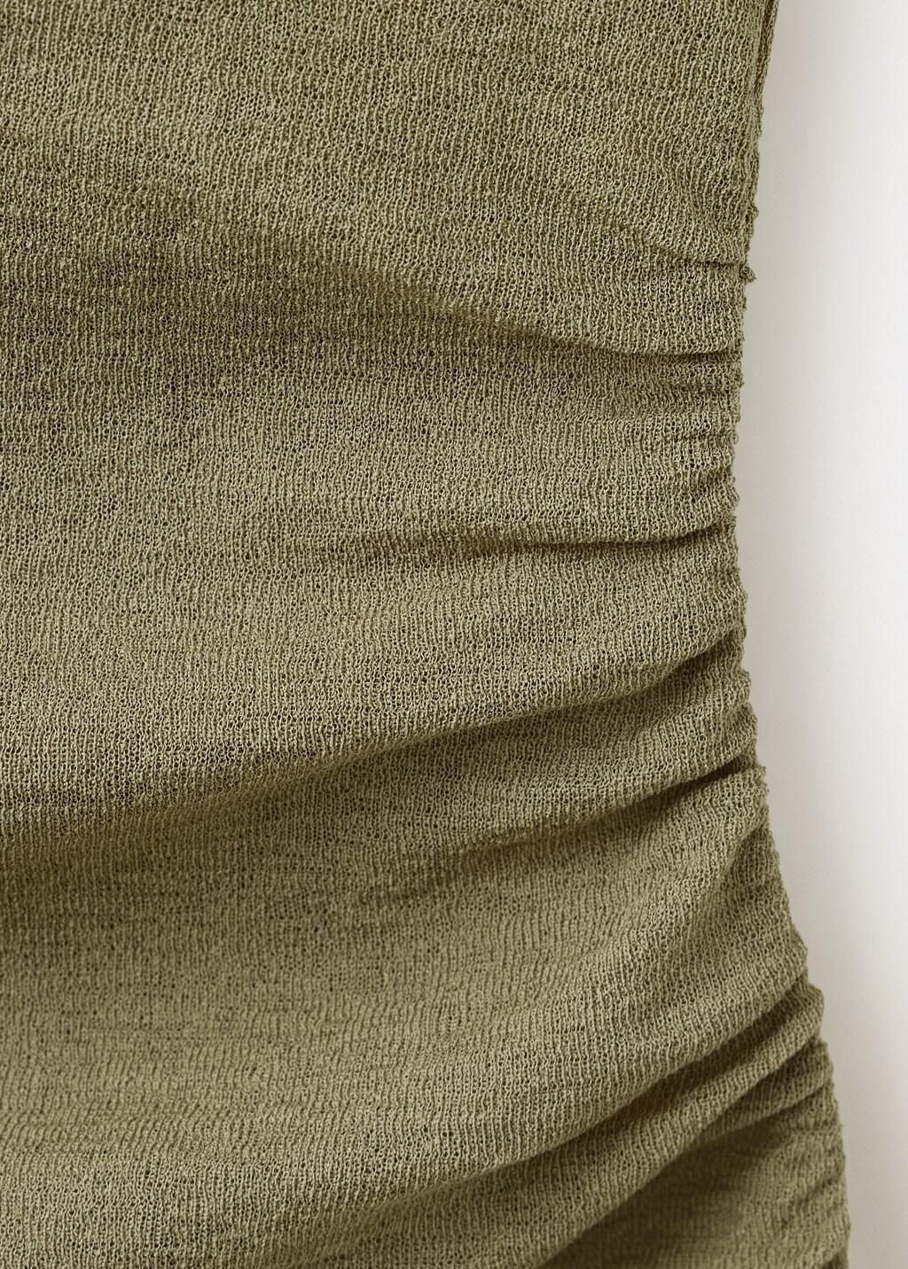 Khaki Gathered Boat Neck Top, Beige - Khaki, large image number 1