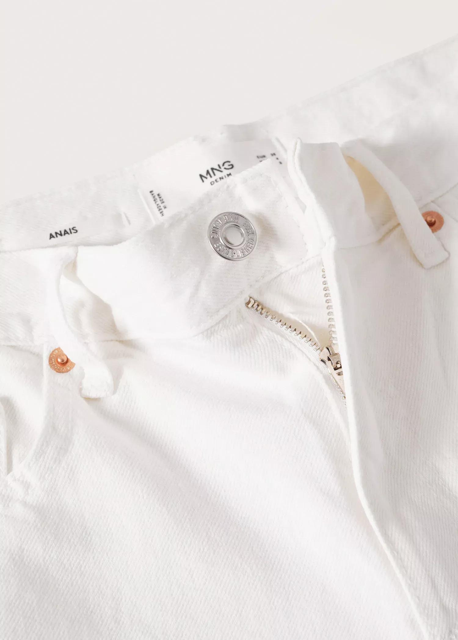 White Denim Bermuda Shorts With Frayed Hem, , large image number 9