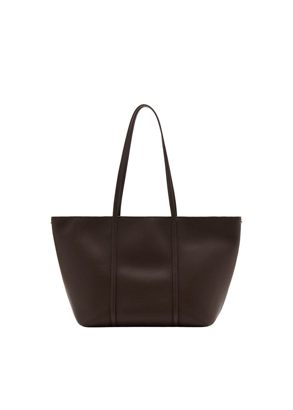 DARK BROWN Shopper bag with double handle, Dark Brown, medium