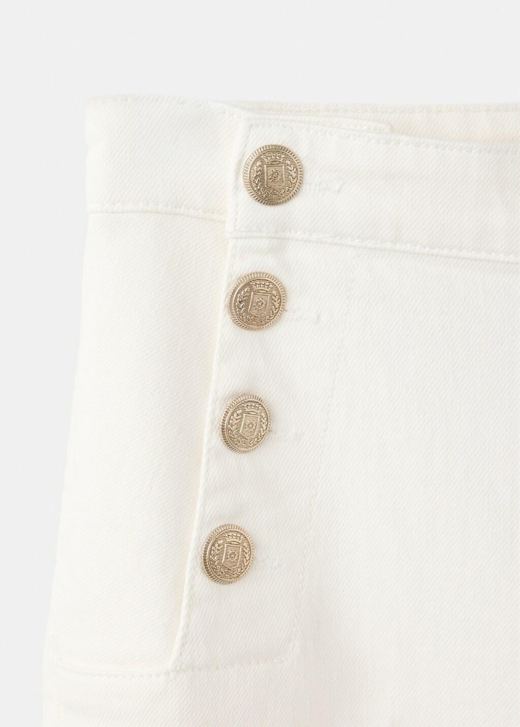 White Wide-Leg Jeans With Side Buttons, White, large image number 1
