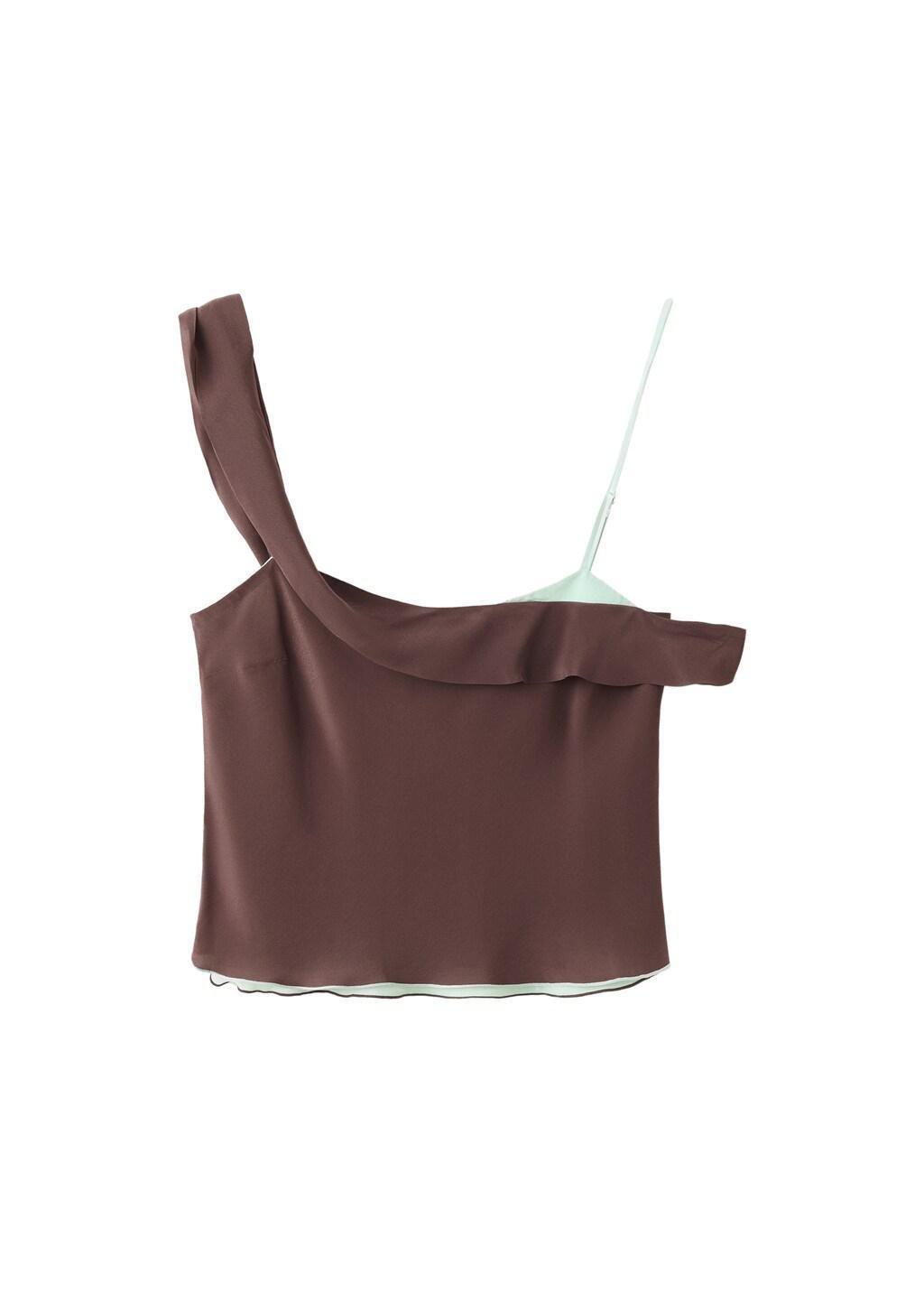 Brown Asymmetric Combined Top, Brown, large image number 4