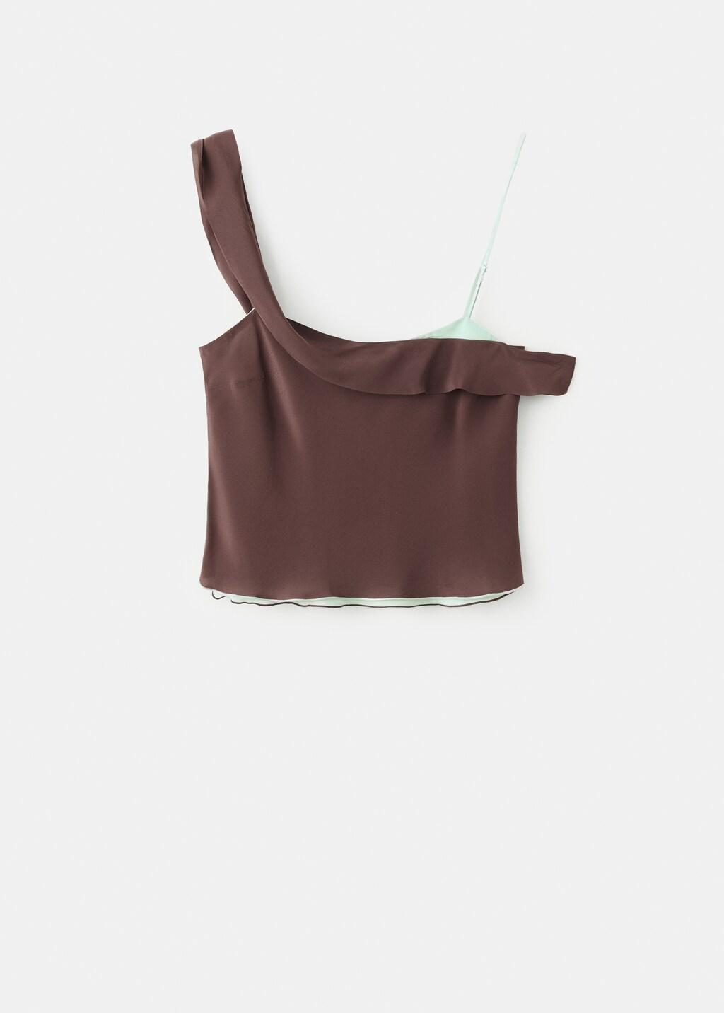 Brown Asymmetric Combined Top, Brown, large image number 5