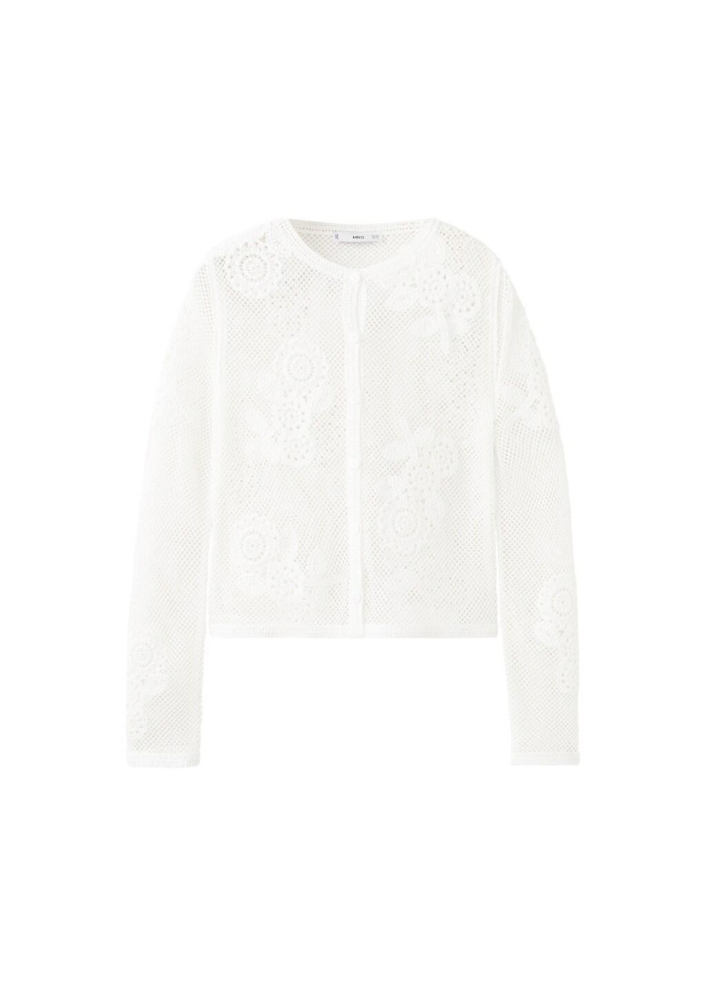 White Floral Crochet Cardigan, White, large image number 4