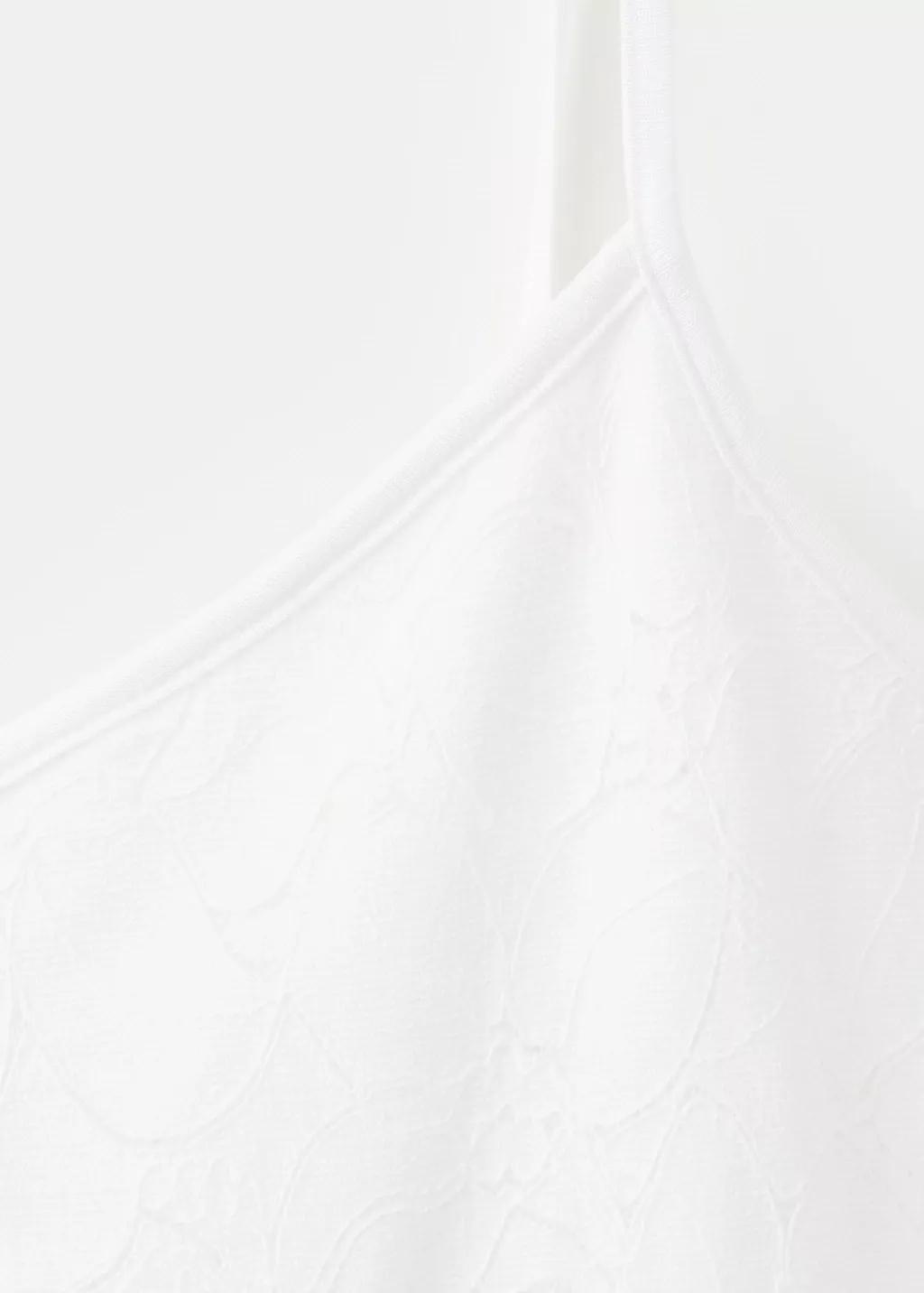White Asymmetrical Ruffled Lace Dress, White, large image number 1