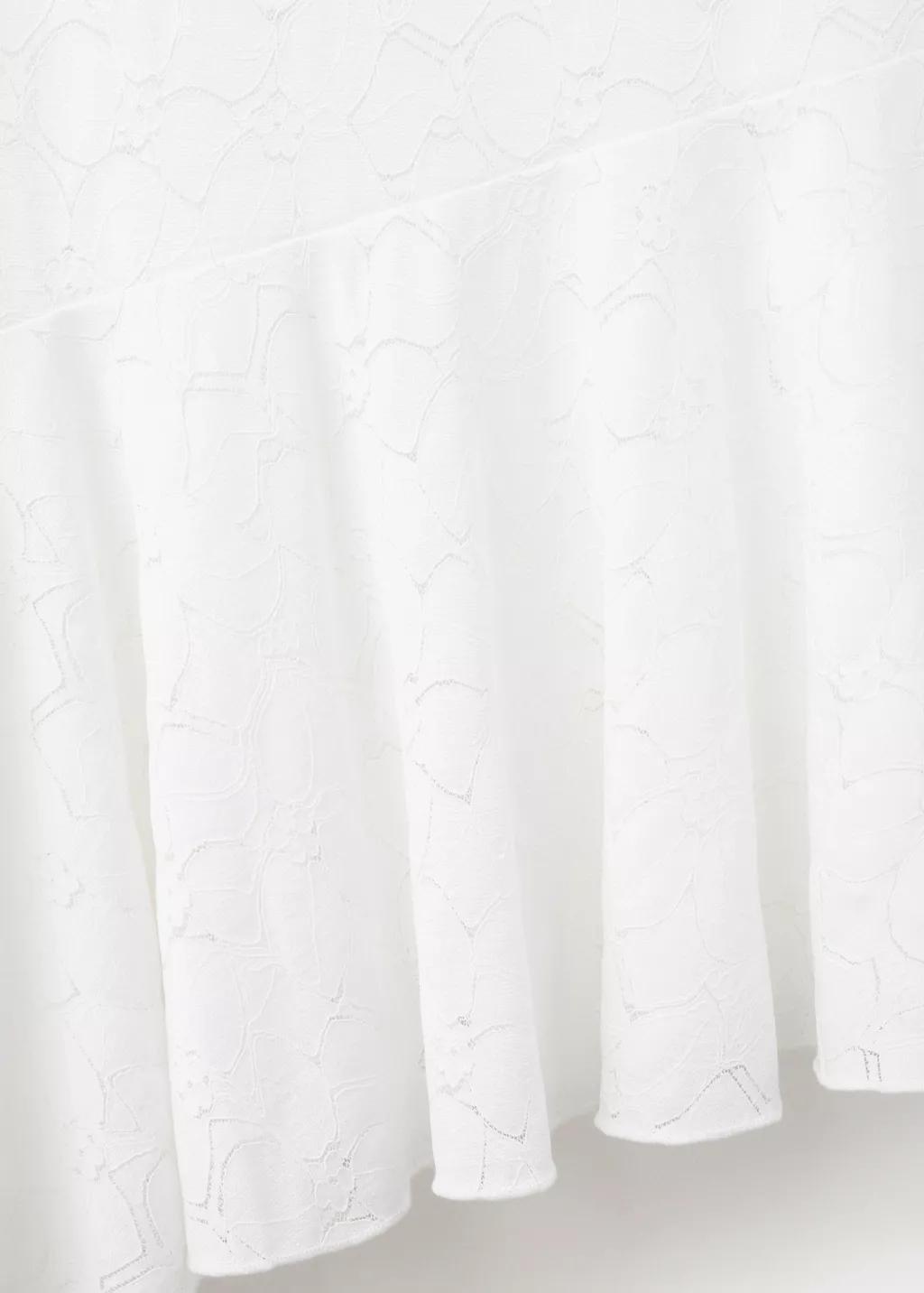 White Asymmetrical Ruffled Lace Dress, White, large image number 2
