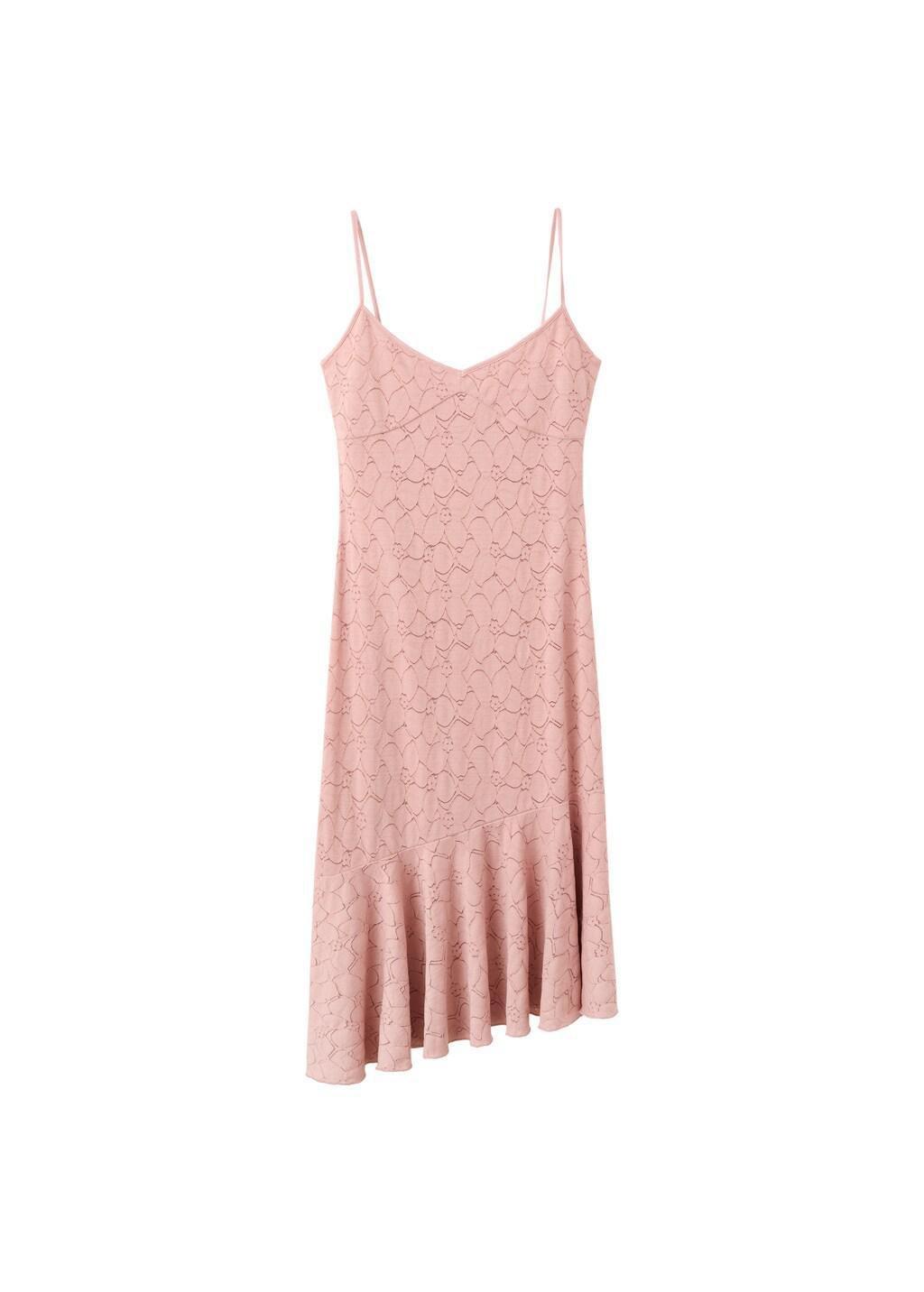 Pink Lt Pastel Asymmetrical Ruffled Lace Dress, Light-Pastel Pink, medium