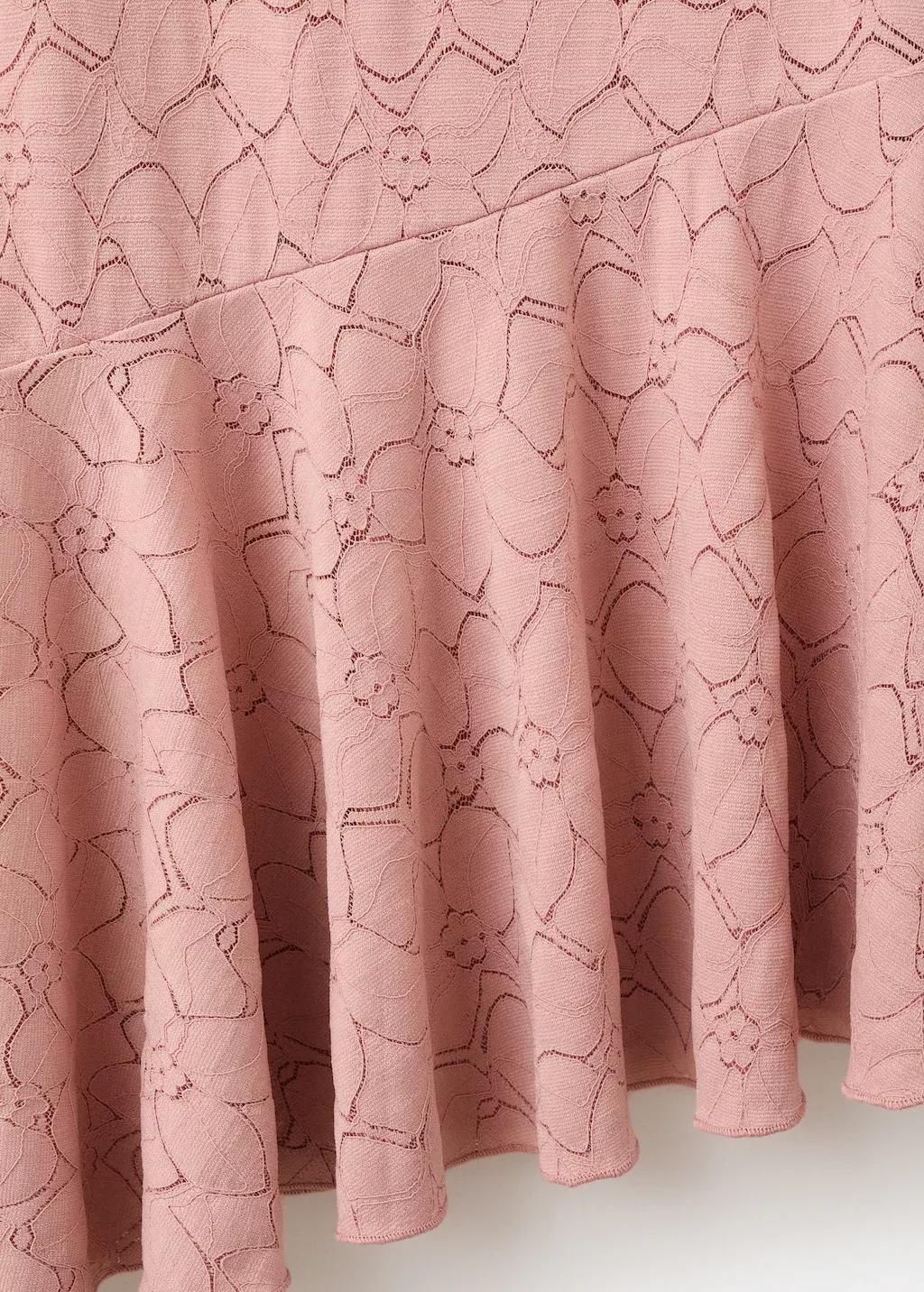 Pink Lt Pastel Asymmetrical Ruffled Lace Dress, Light-Pastel Pink, medium