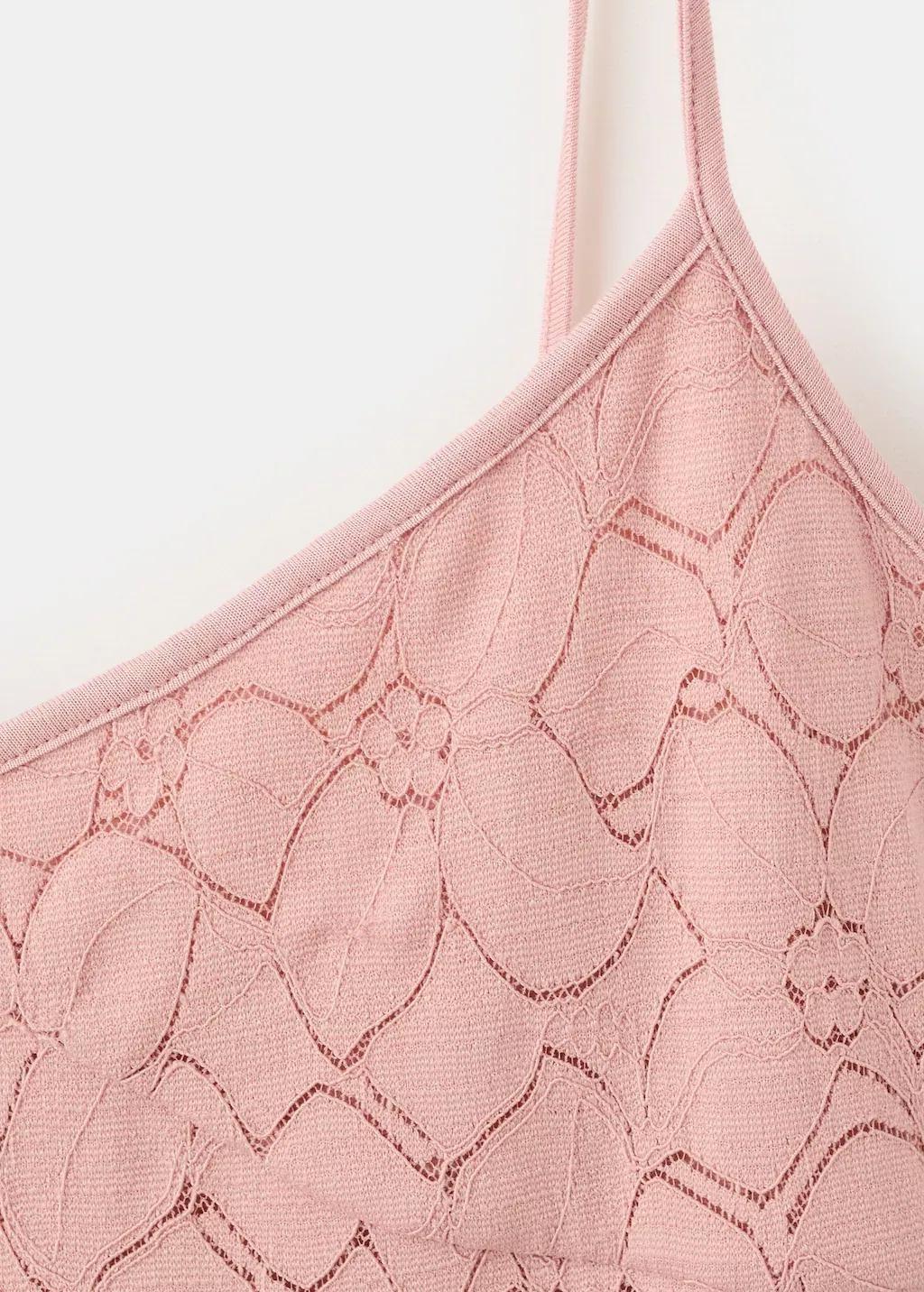 Pink Lt Pastel Asymmetrical Ruffled Lace Dress, Light-Pastel Pink, large image number 3