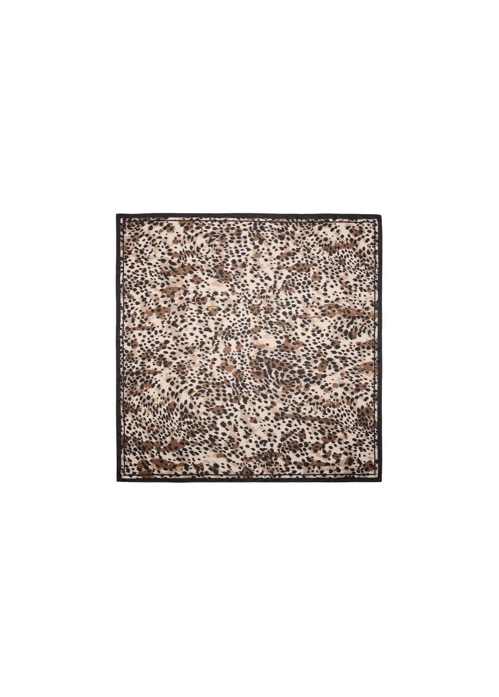 Brown Leopard Printed Scarf, Brown, large image number 2