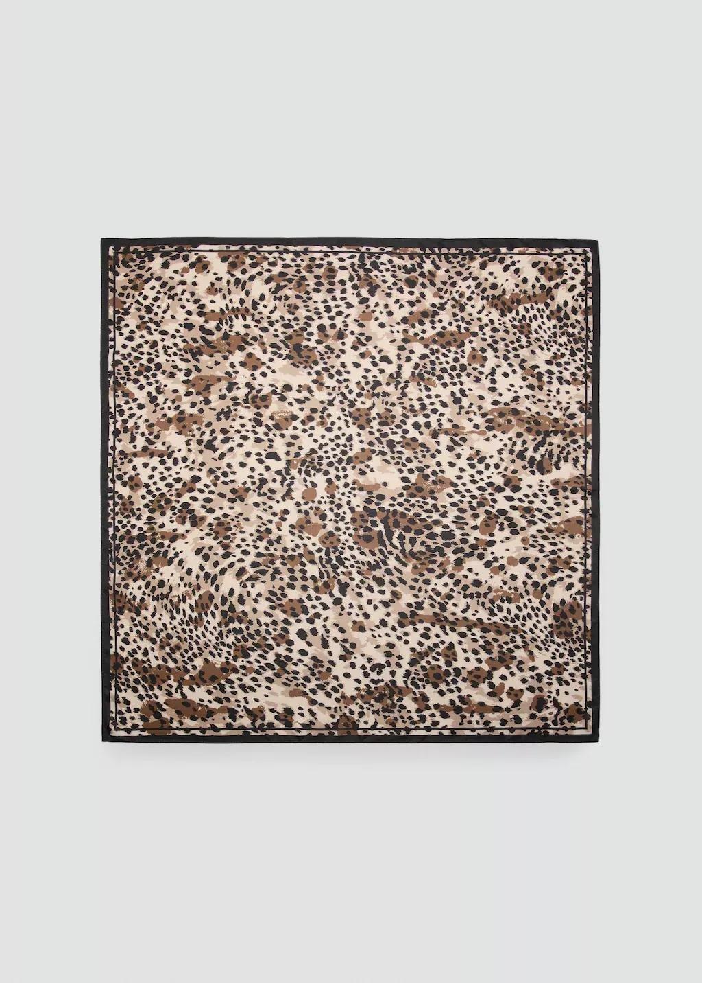 Brown Leopard Printed Scarf, Brown, large image number 3