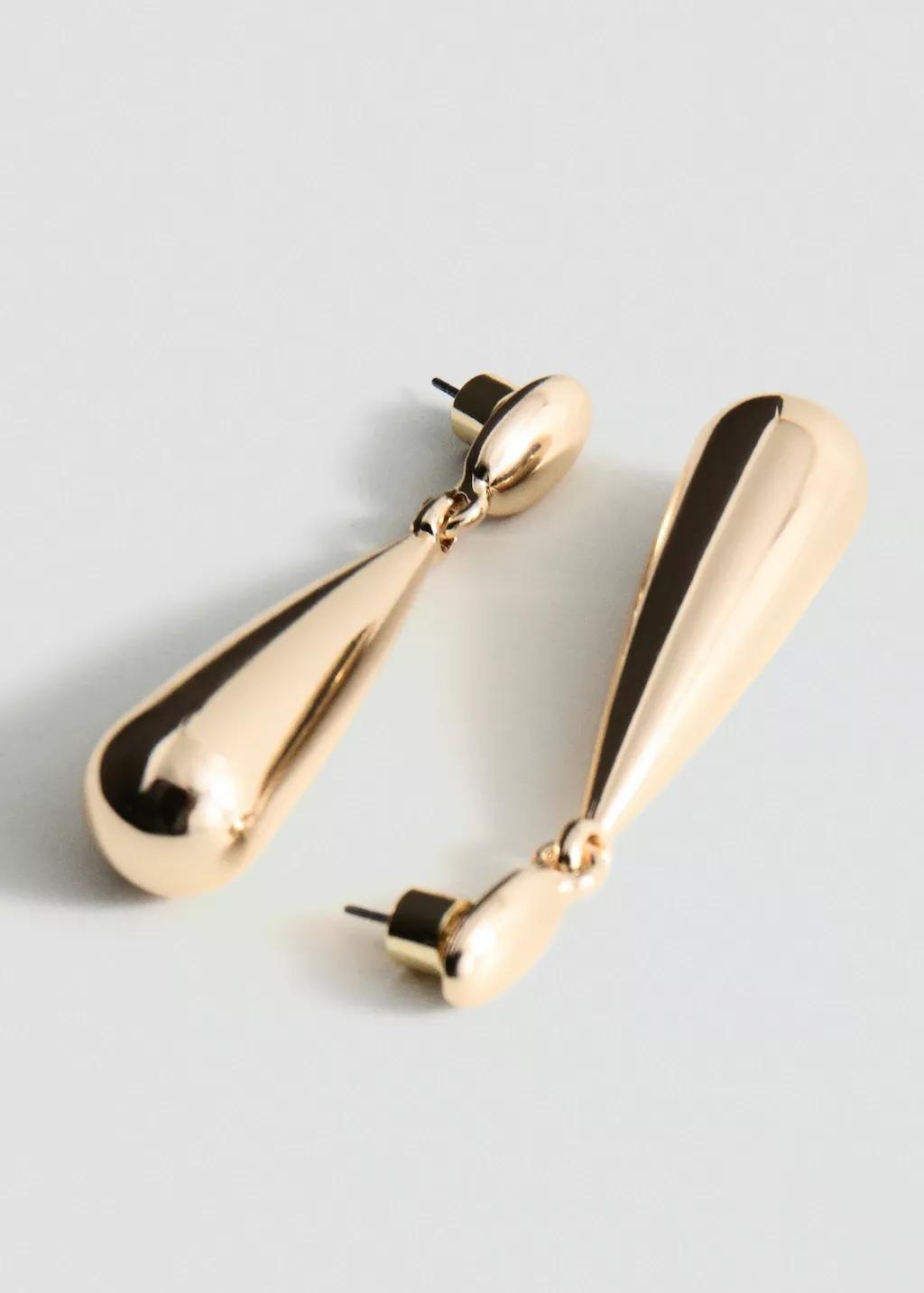 Gold Drop Earrings, Gold, medium