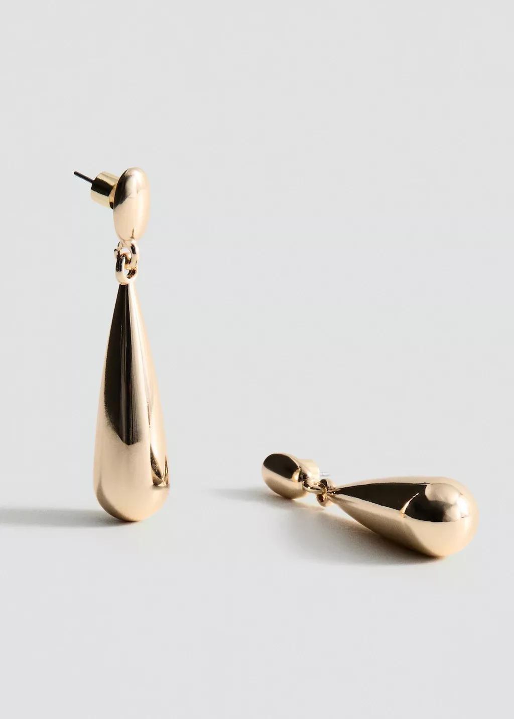 Gold Drop Earrings, Gold, medium