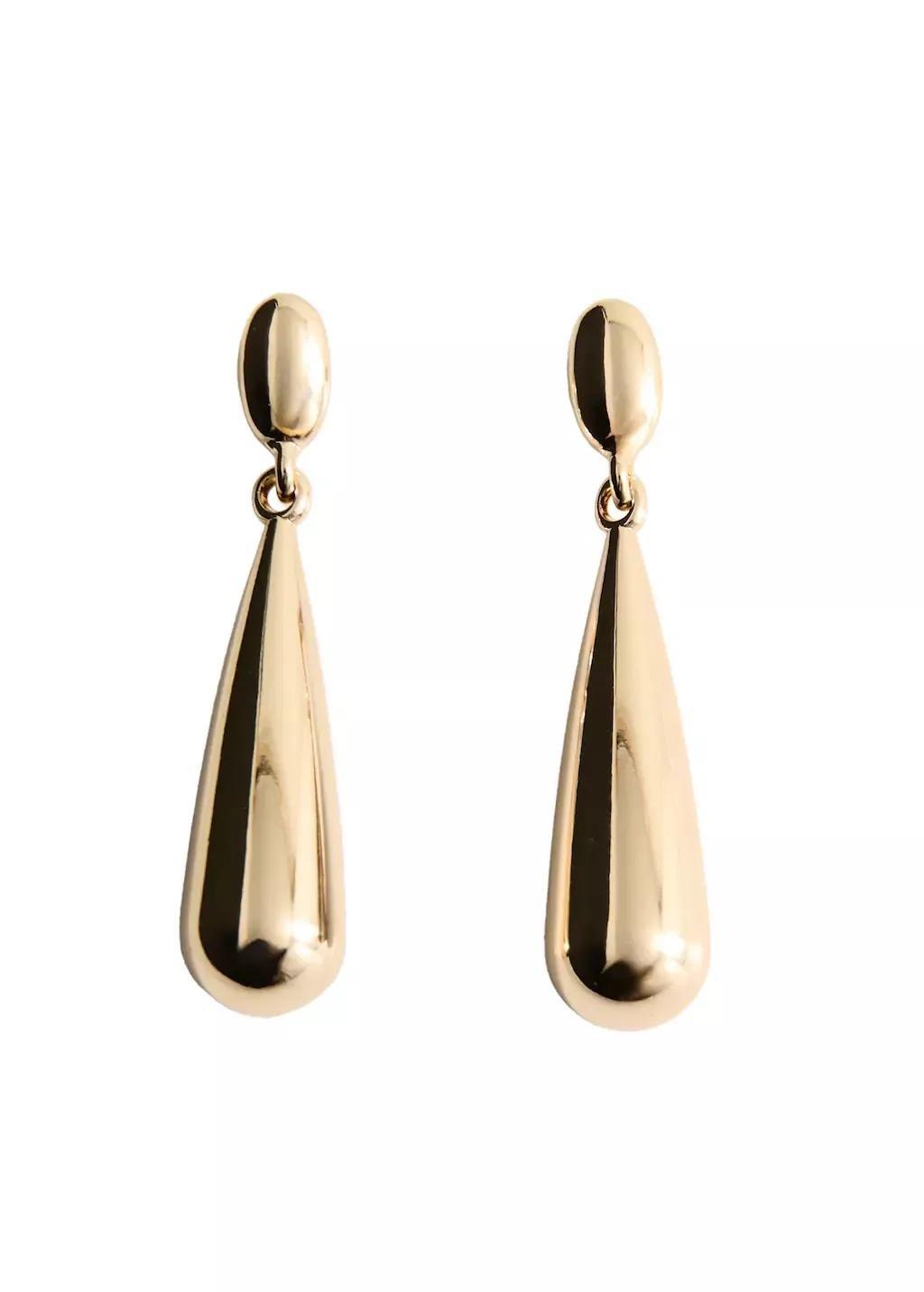 Gold Drop Earrings, Gold, medium