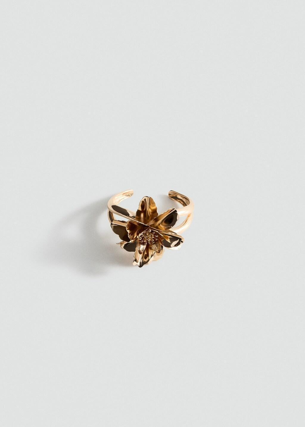 Gold Floral Bangle Bracelet, Gold, large image number 3