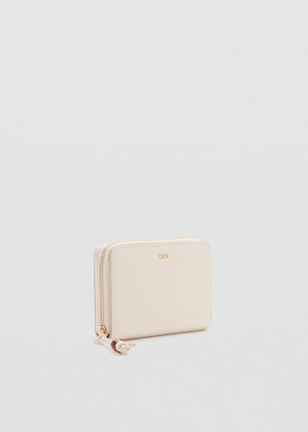 Beige Small Wallet With Saffiano Effect, Light Beige, large image number 0