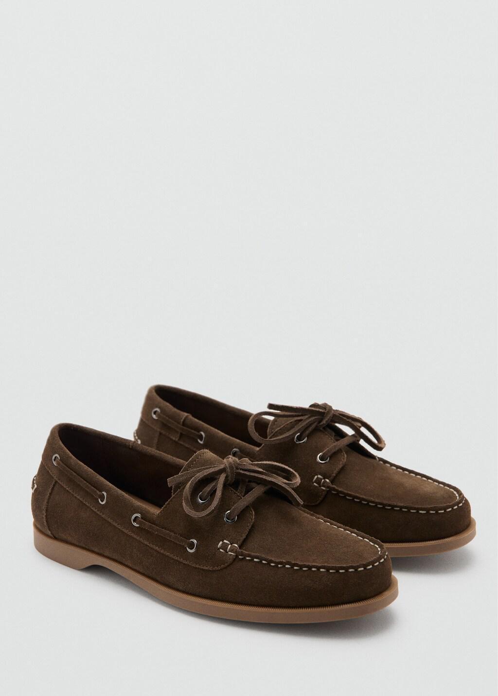 Brown Leather Nautical Shoes, Brown, large image number 0