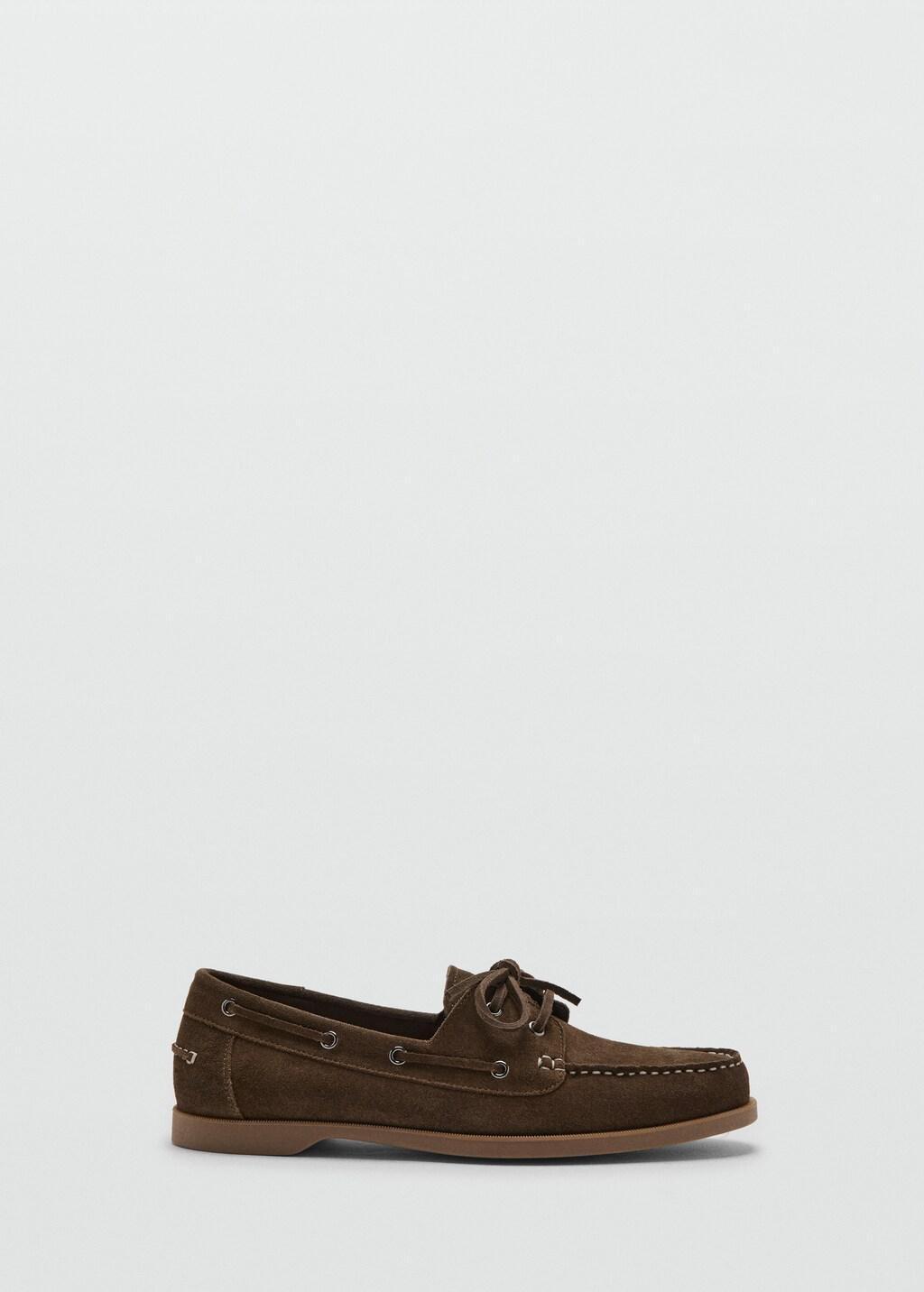 Brown Leather Nautical Shoes, Brown, large image number 3