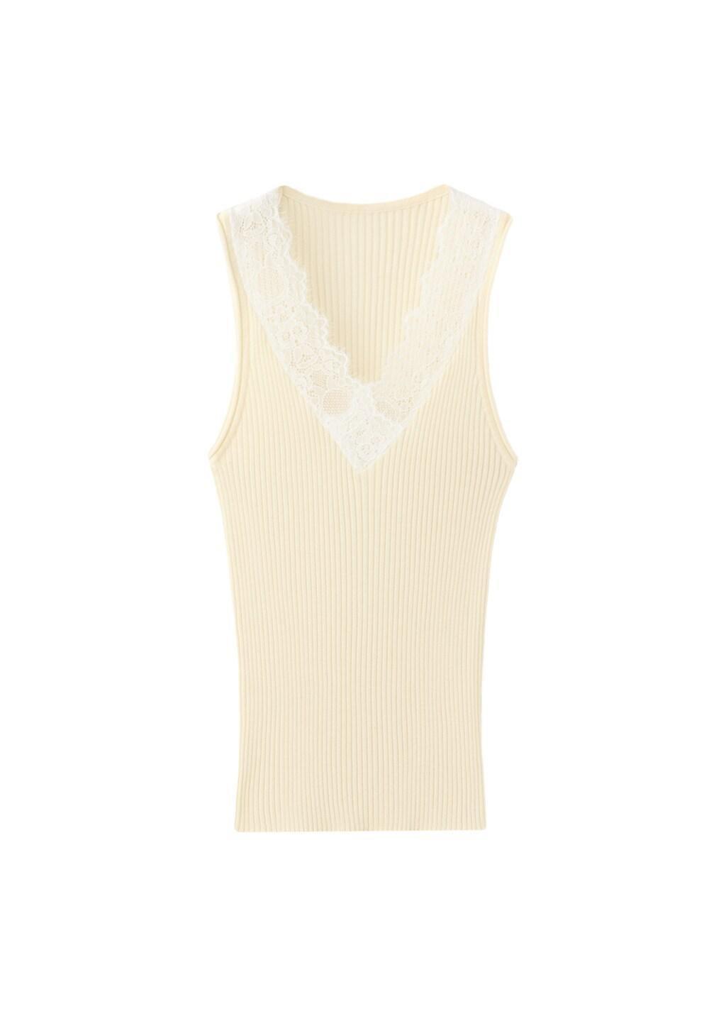 Yellow Lace Lyocell Top, Yellow, large image number 4