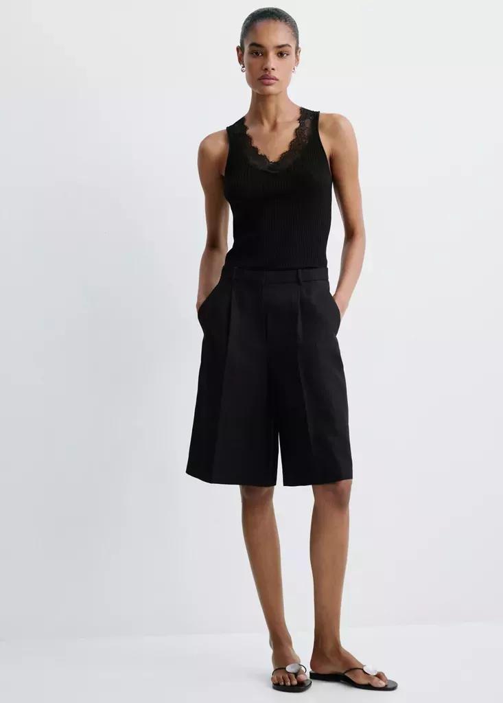 Black Lace Lyocell Top, Black, large image number 0