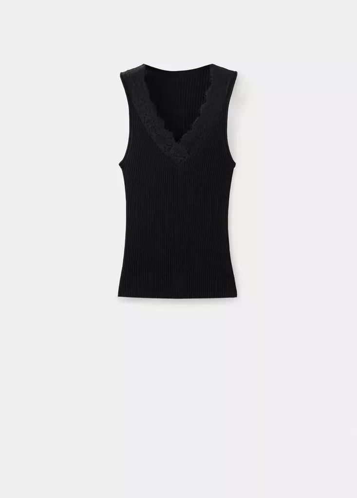 Black Lace Lyocell Top, Black, large image number 5