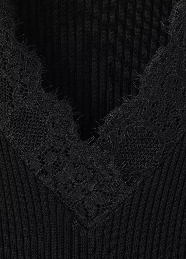 Black Lace Lyocell Top, Black, large image number 6