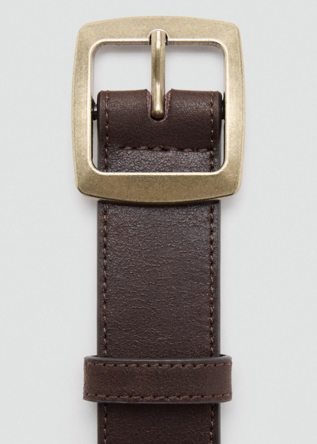 Brown Square Buckle Belt, Dark Brown, large image number 1