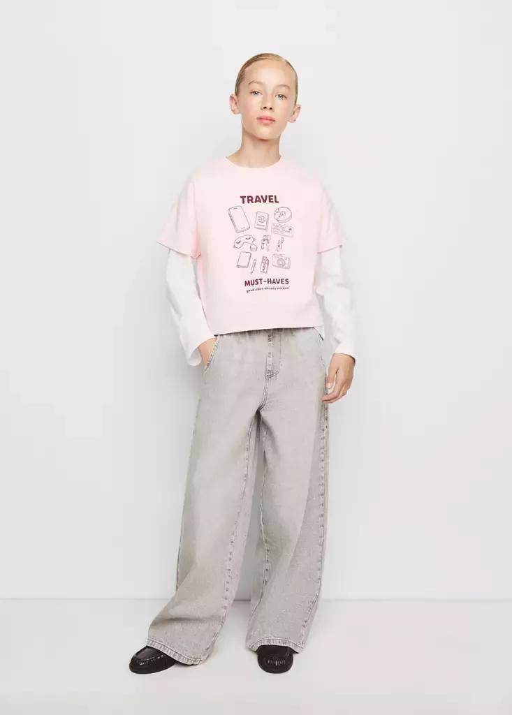 PINK Printed cotton-blend t-shirt, Kids Girls, Pink, large image number 0