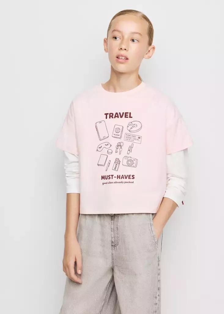 PINK Printed cotton-blend t-shirt, Kids Girls, Pink, medium