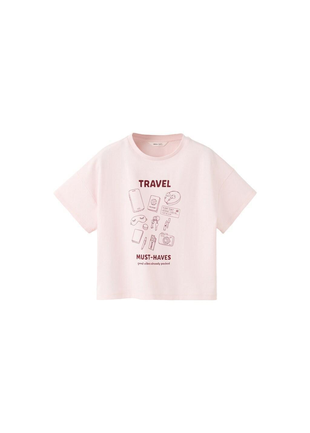 Pink Printed Cotton-Blend T-Shirt, Kids Girl, Pink, large image number 5