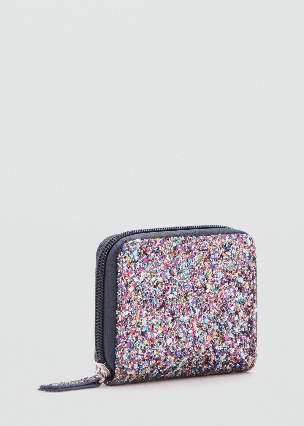 Blue Glitter Coin Purse, Kids Girl, Navy, medium