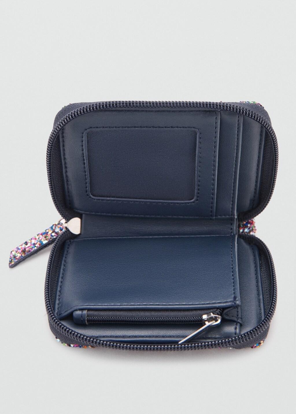 Blue Glitter Coin Purse, Kids Girl, Navy, medium