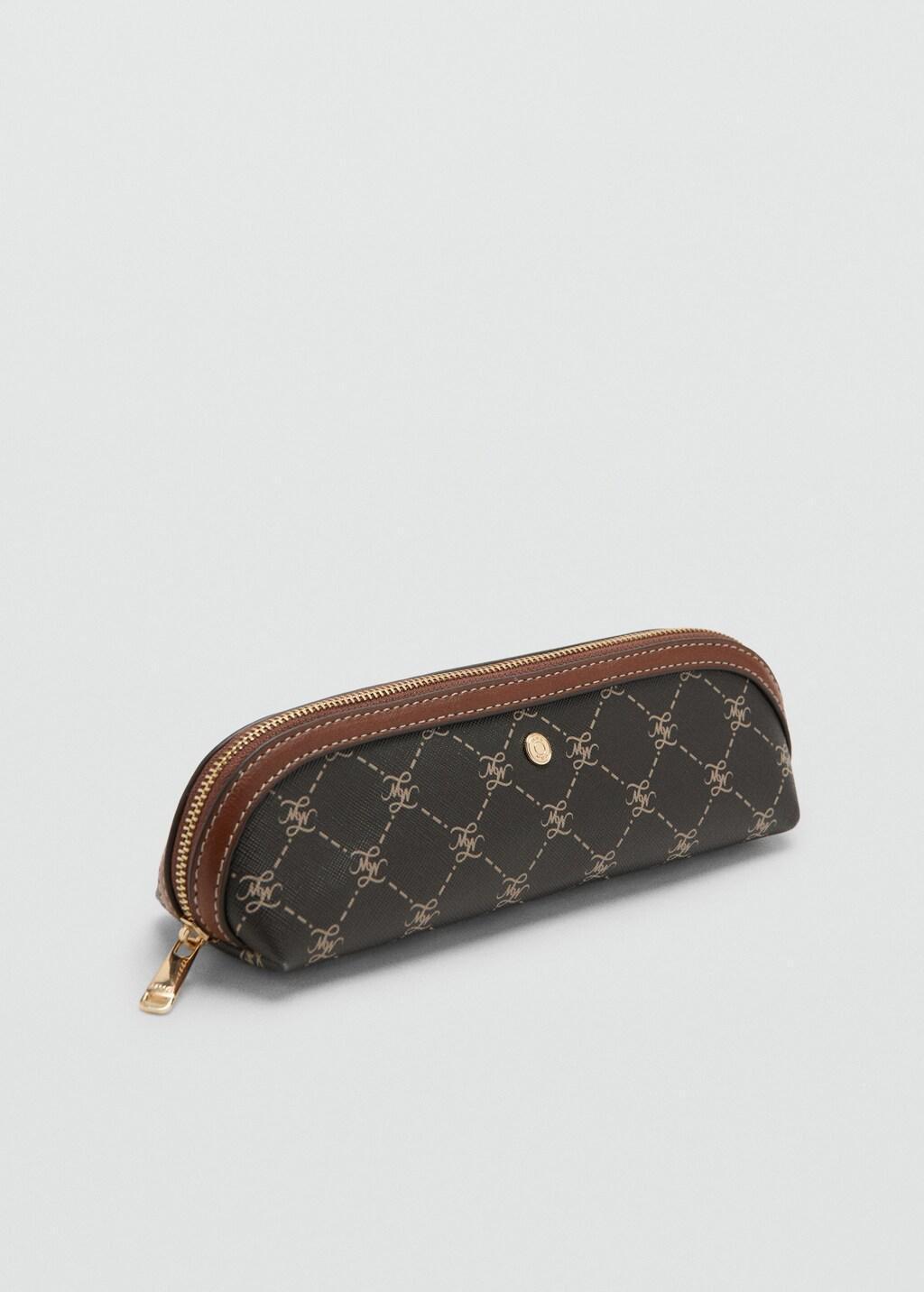 Brown Zip Case With Printed Logo, Brown, medium