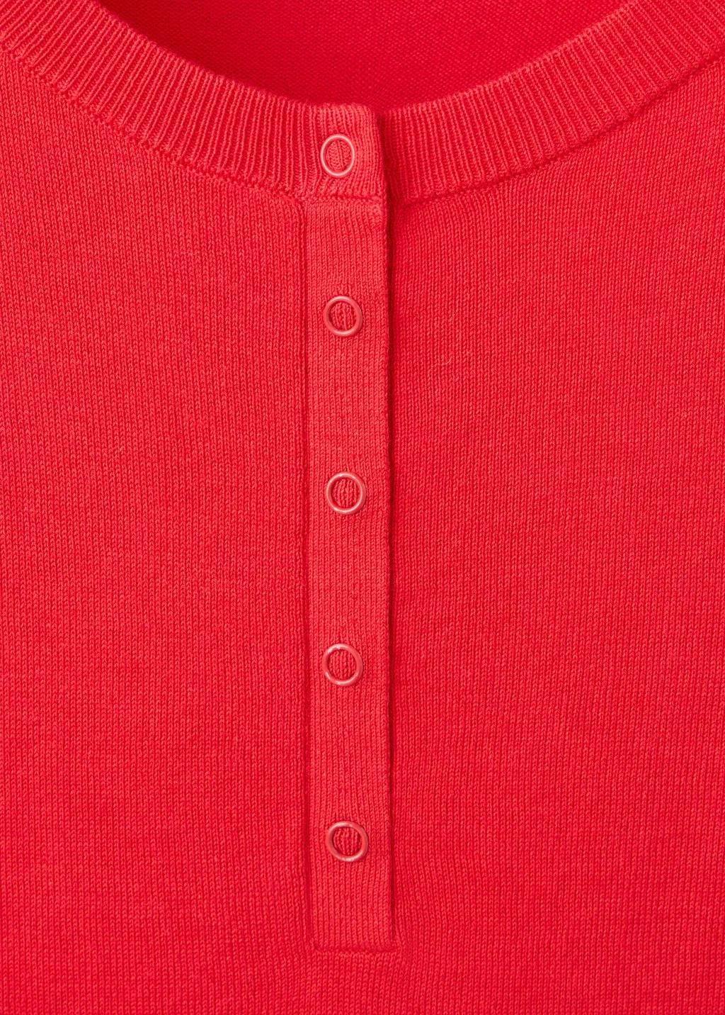 Red Short-Sleeved Fine-Knit Sweater, Red, medium