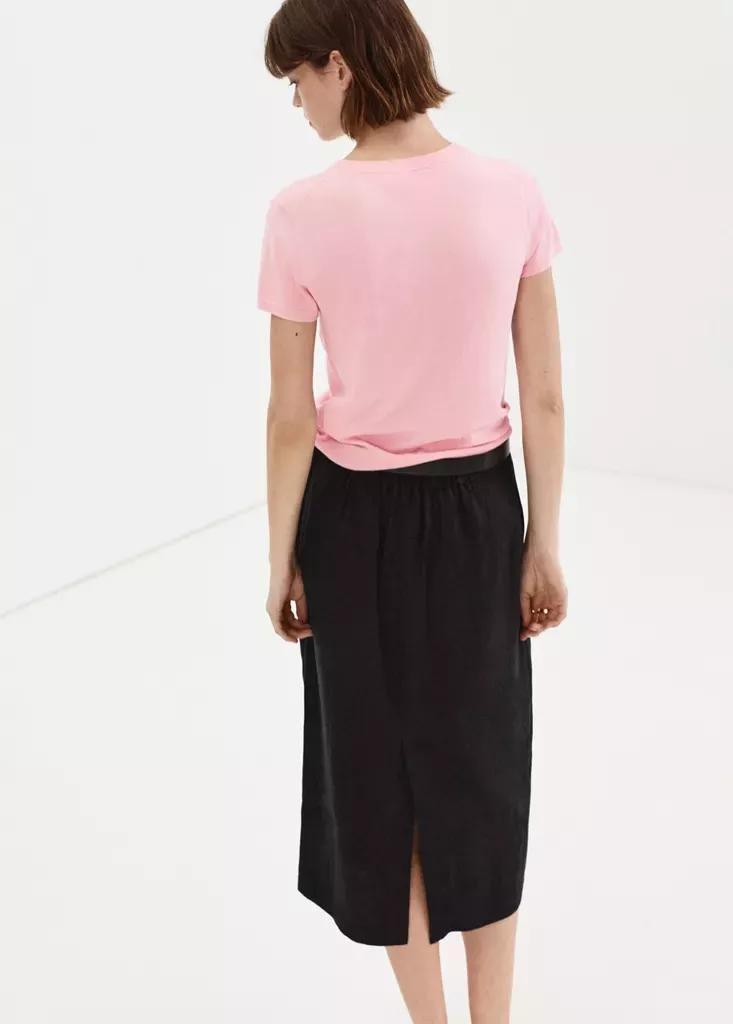 Pink Short-Sleeved Fine-Knit Sweater, Pink, large image number 3