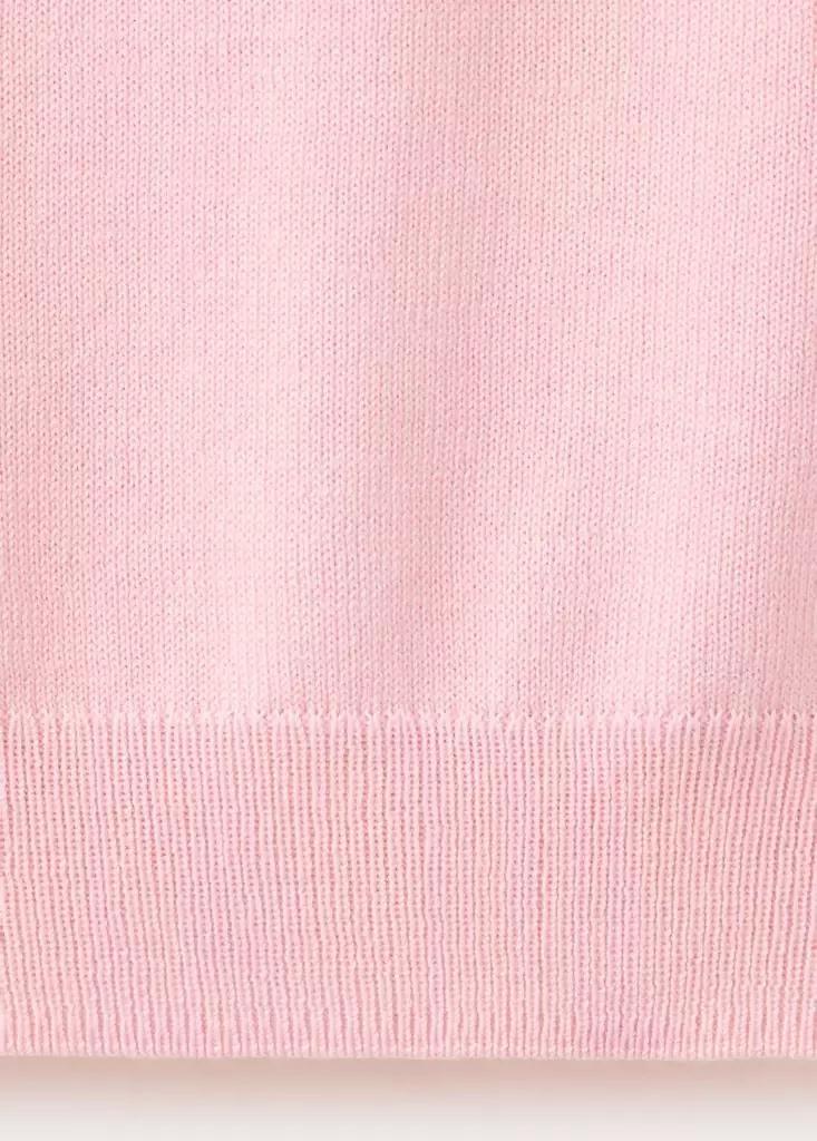Pink Short-Sleeved Fine-Knit Sweater, Pink, large image number 5