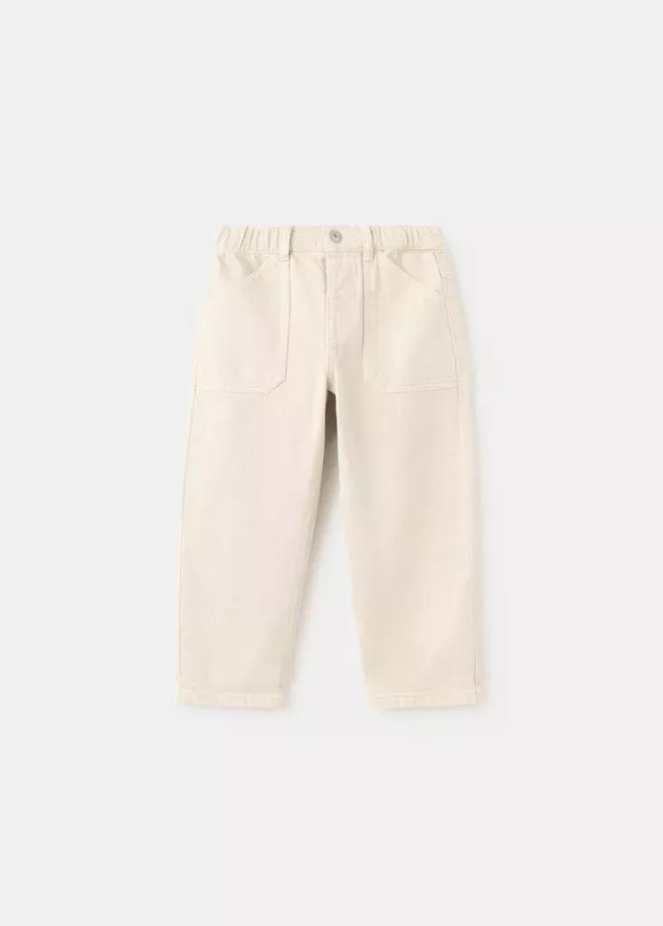 Brown Straight Jeans With Elasticated Waistband, Baby Boys, Light Pastel Brown, large image number 0