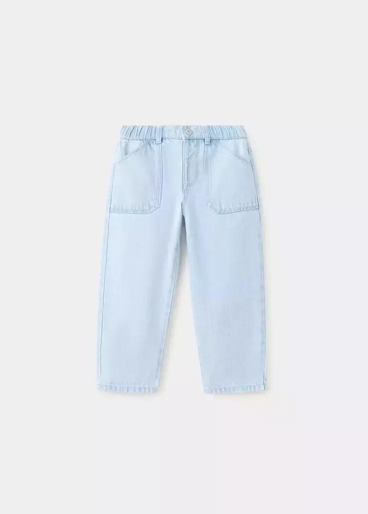 Blue Straight Jeans With Elasticated Waistband, Baby Boys, Open Blue, large image number 0