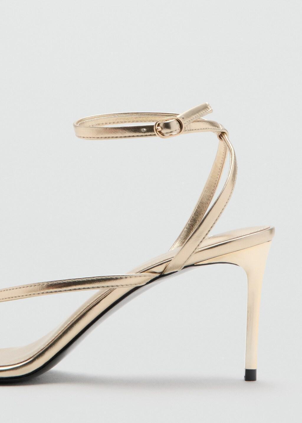 GOLD Heeled sandal with crossed straps, Gold, medium