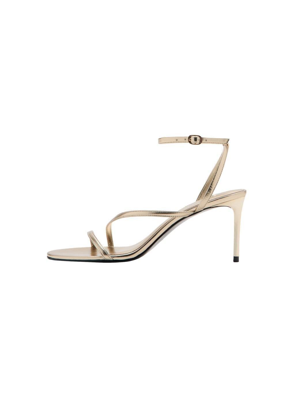 GOLD Heeled sandal with crossed straps, Gold, medium