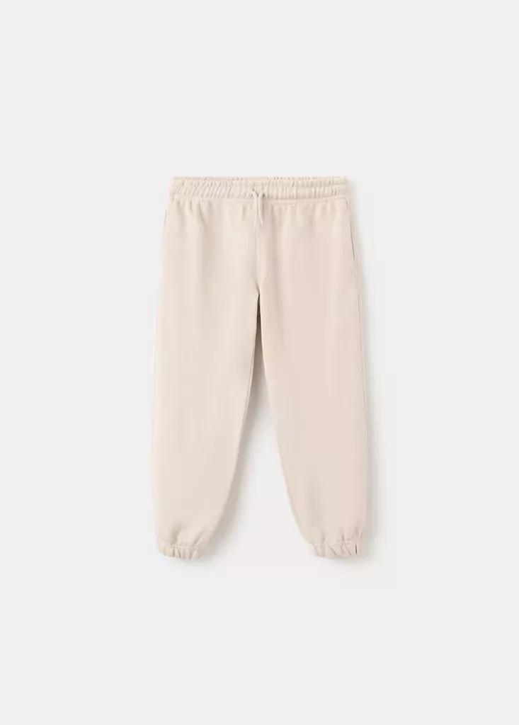 Beige Cotton Jogger Trousers, , large image number 0