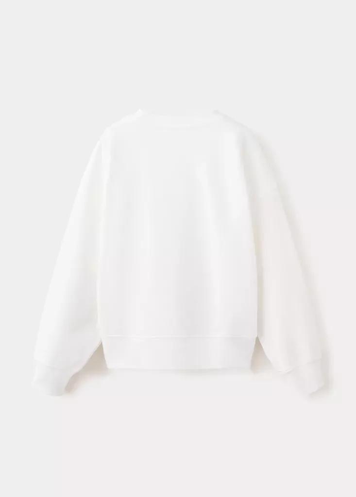 White Printed Cotton Sweatshirt, Kids Girls, Natural White, large image number 1