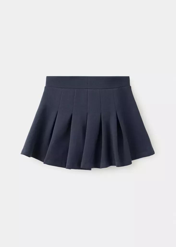 Navy Pleated Skirt Trousers, Kids Girls, Navy, medium